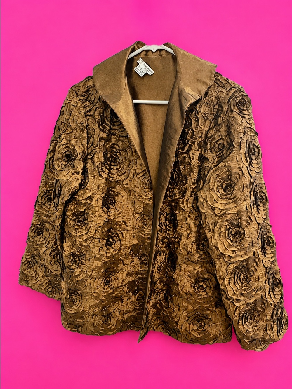 Grace Chuang Brown Floral Textured Coat